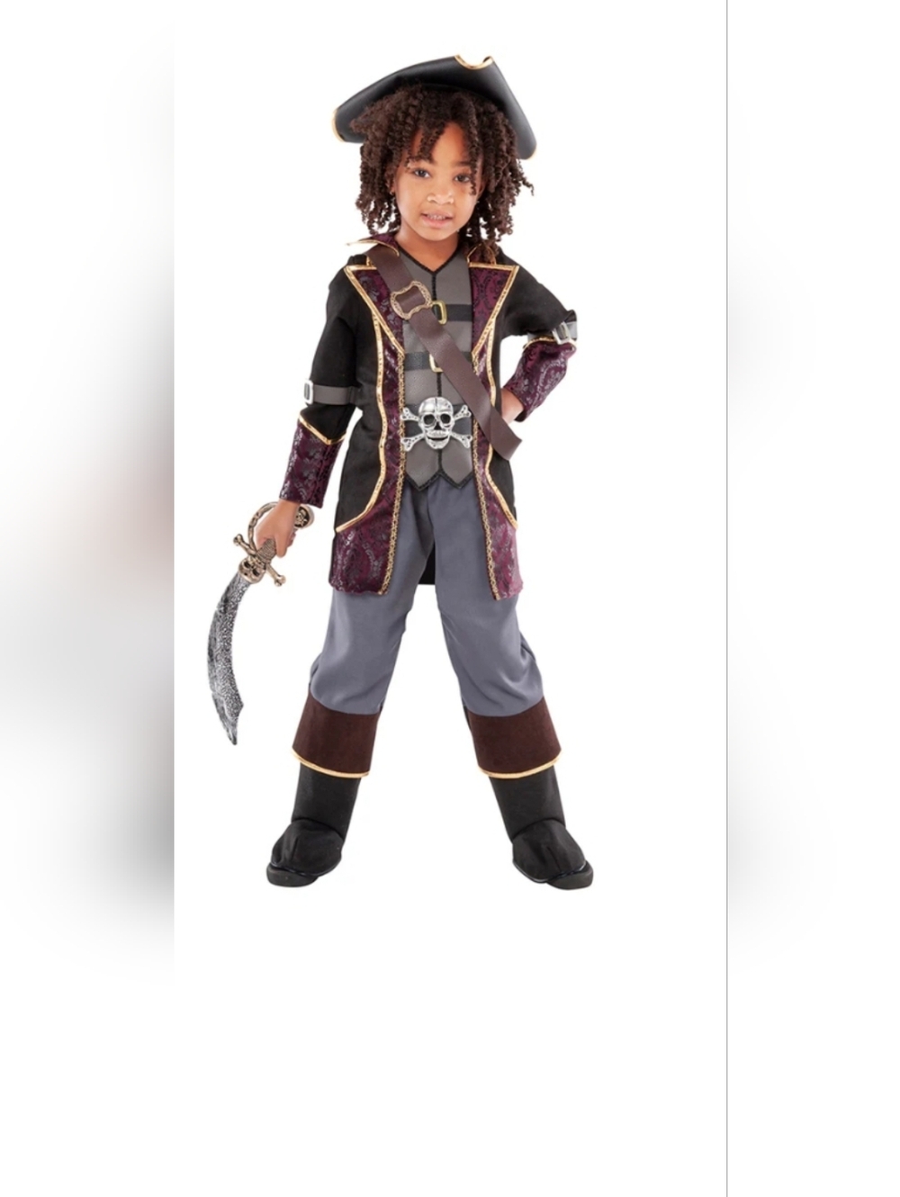 Kids Pirate Captain Costume - Black & Purple